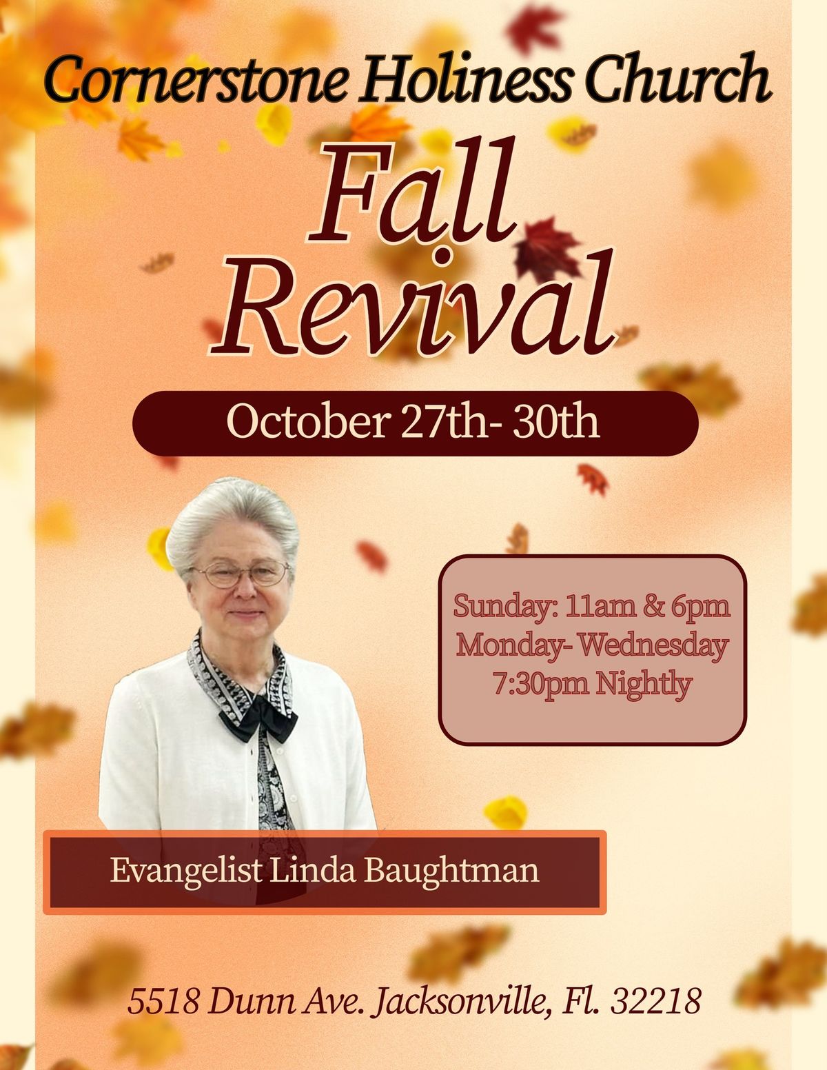 Fall Revival with Evangelist Linda Baughtman