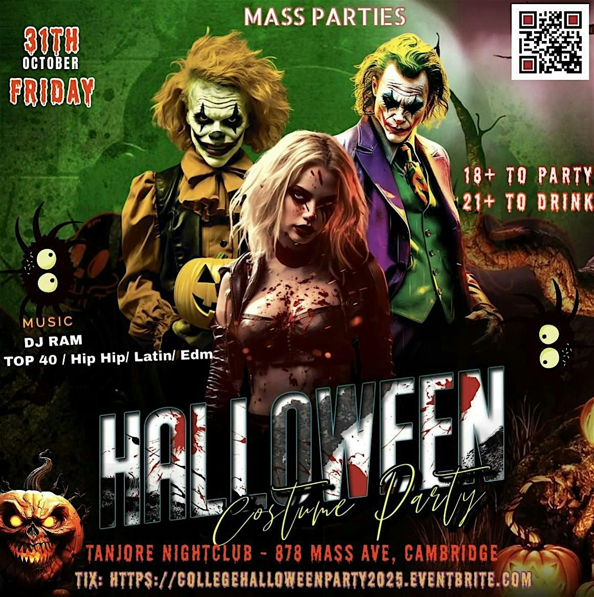 HALLOWEEN-OCT 31ST-HALLOWEEN NIGHT in CAMBRIDGE -18+ to Party | 21+ Drink