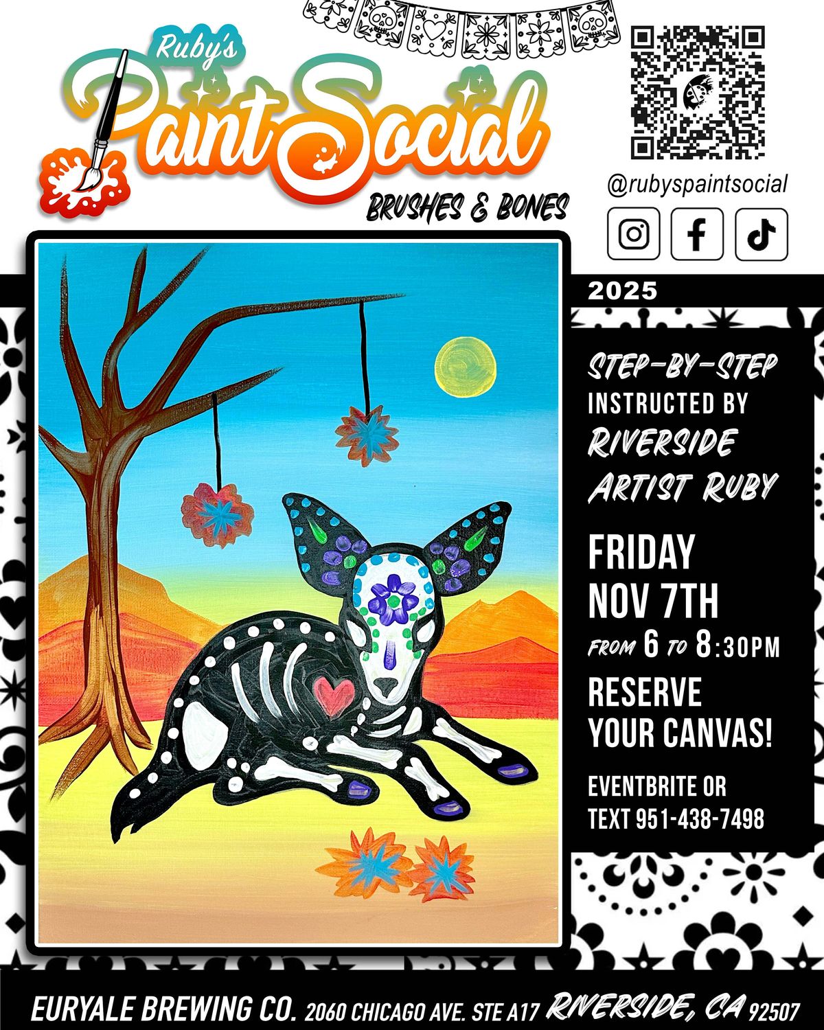 Brushes & Bones!! Muertos Paint n  Sip Event!!