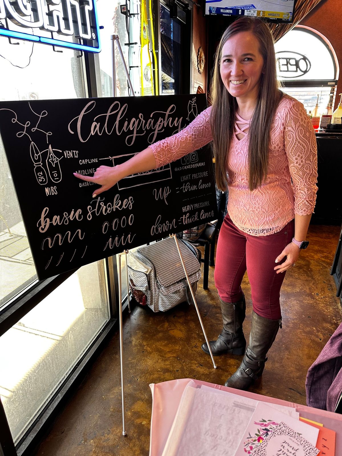 Galentine\u2019s Modern Calligraphy for Beginners & Chalkboard Lettering @ Burger Stop