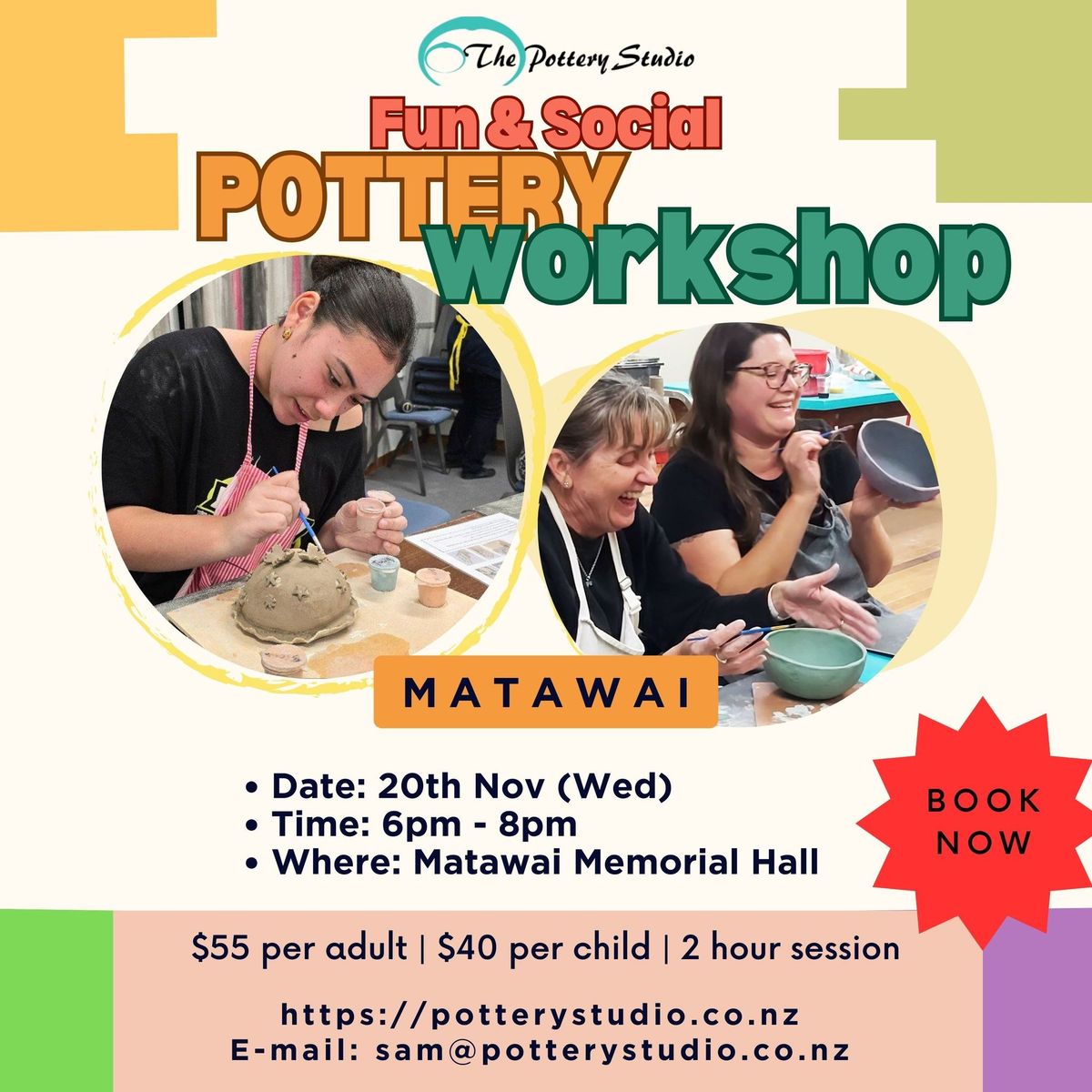 Fun Night Out: POTTERY Workshop - MATAWAI