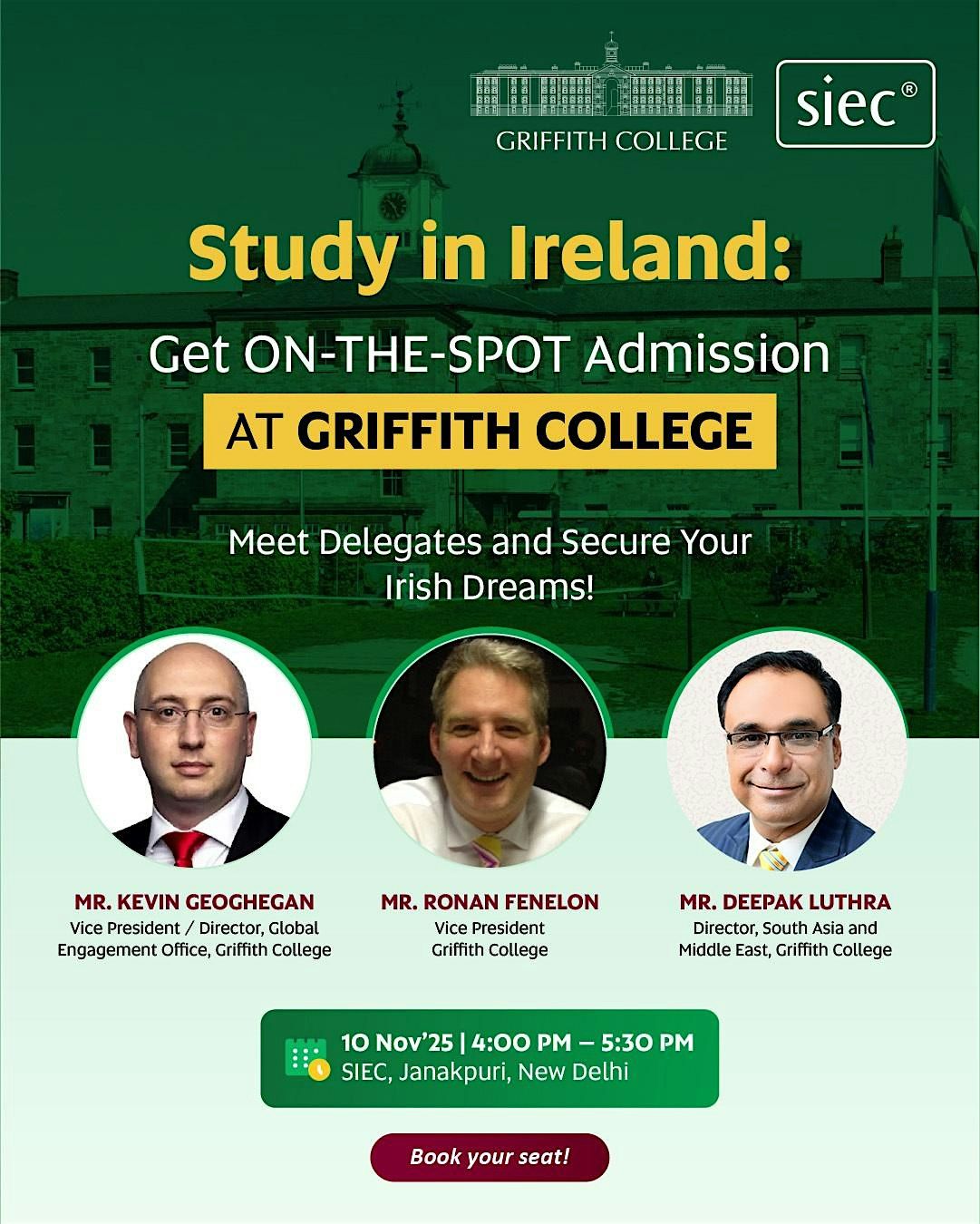 Meet University Delegates at Griffith College Ireland