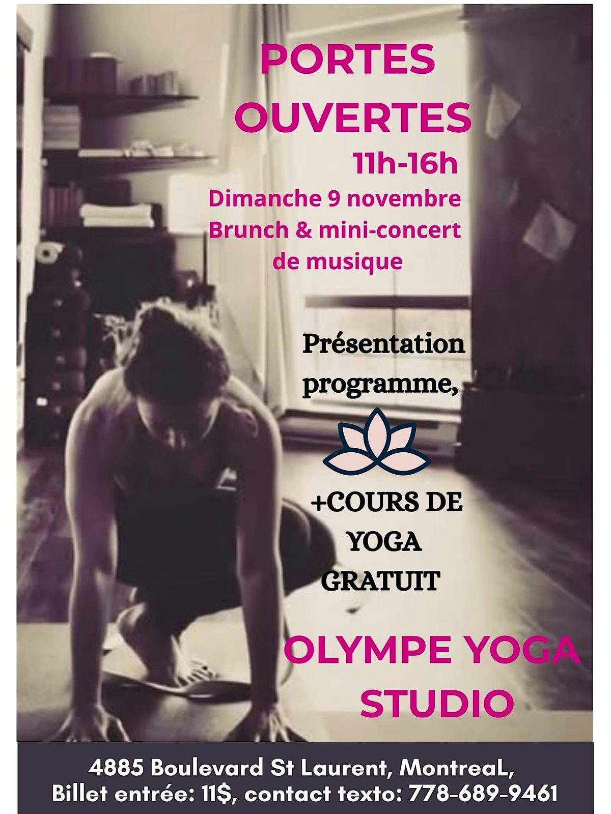 PORTES OUVERTES \u00c0 OLYMPE YOGA STUDIO