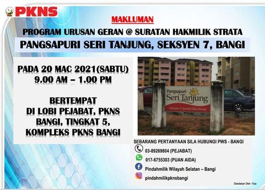 Program Urusan Geran Suratan Hakmilik Strata Pkns Bangi 20 March 2021