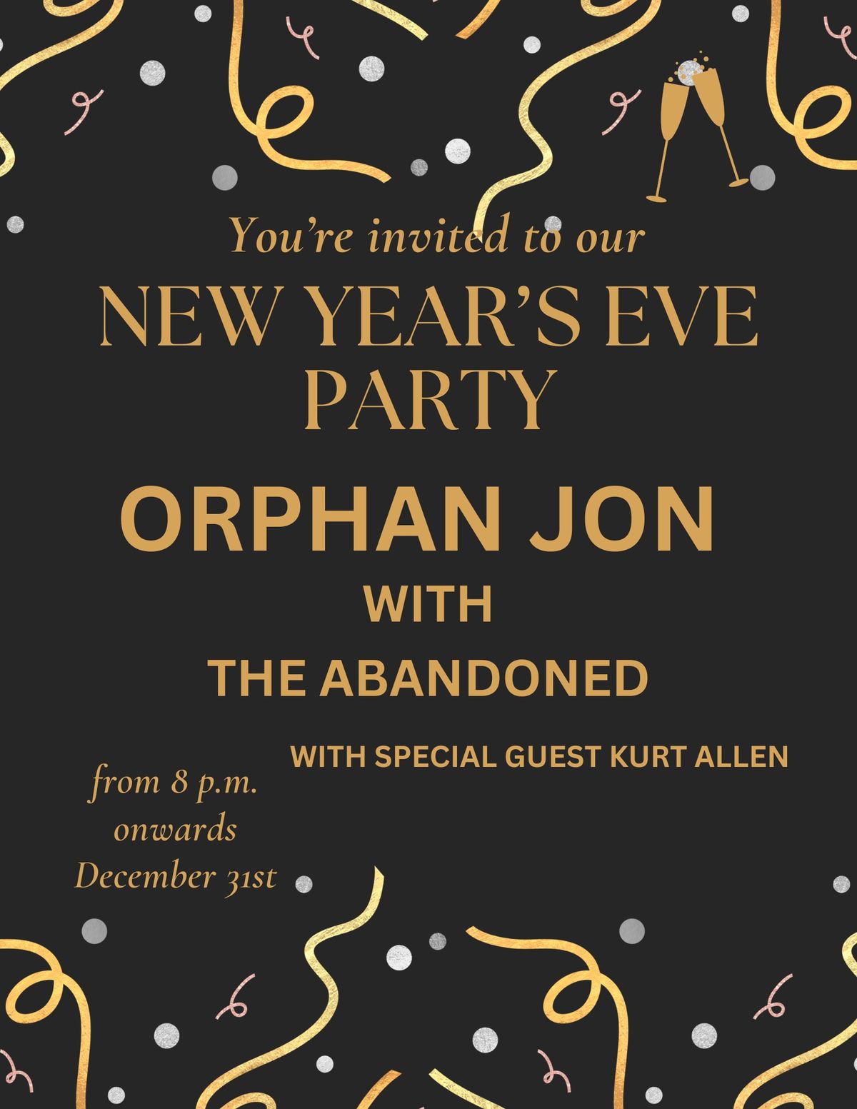 New Year\u2019s Eve party with Orphan Jon & The Abandoned 