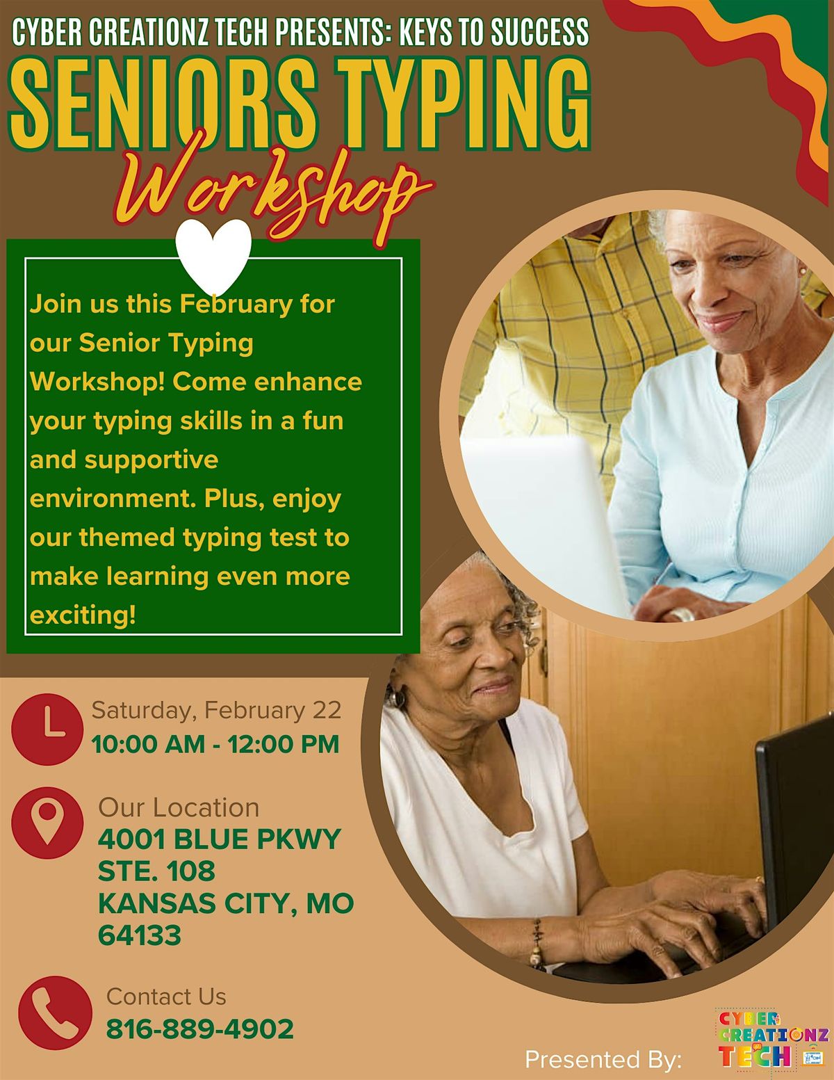 Cyber Creationz  Tech Presents: Keys to Success \u2013 Senior Typing Workshop