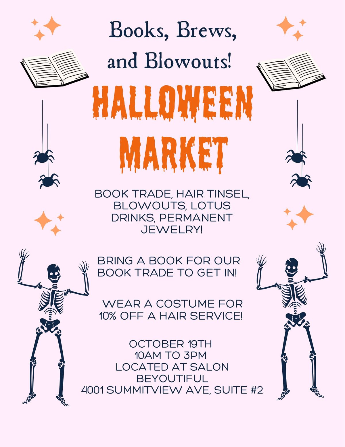 Books, Brews, & Blowouts - Halloween Market & Book Swap