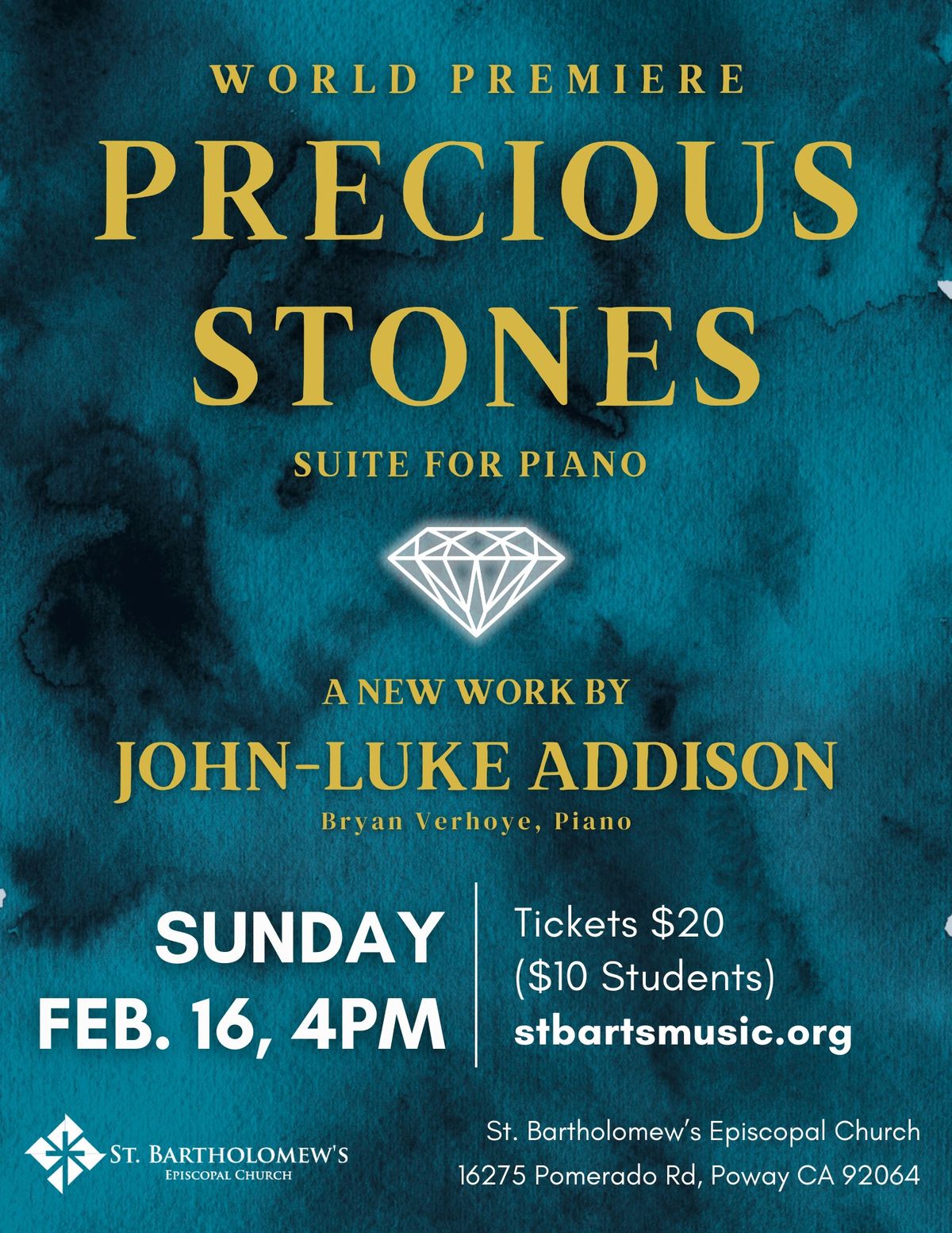 World Premiere: John-Luke Addison, "Precious Stones" Suite for Piano