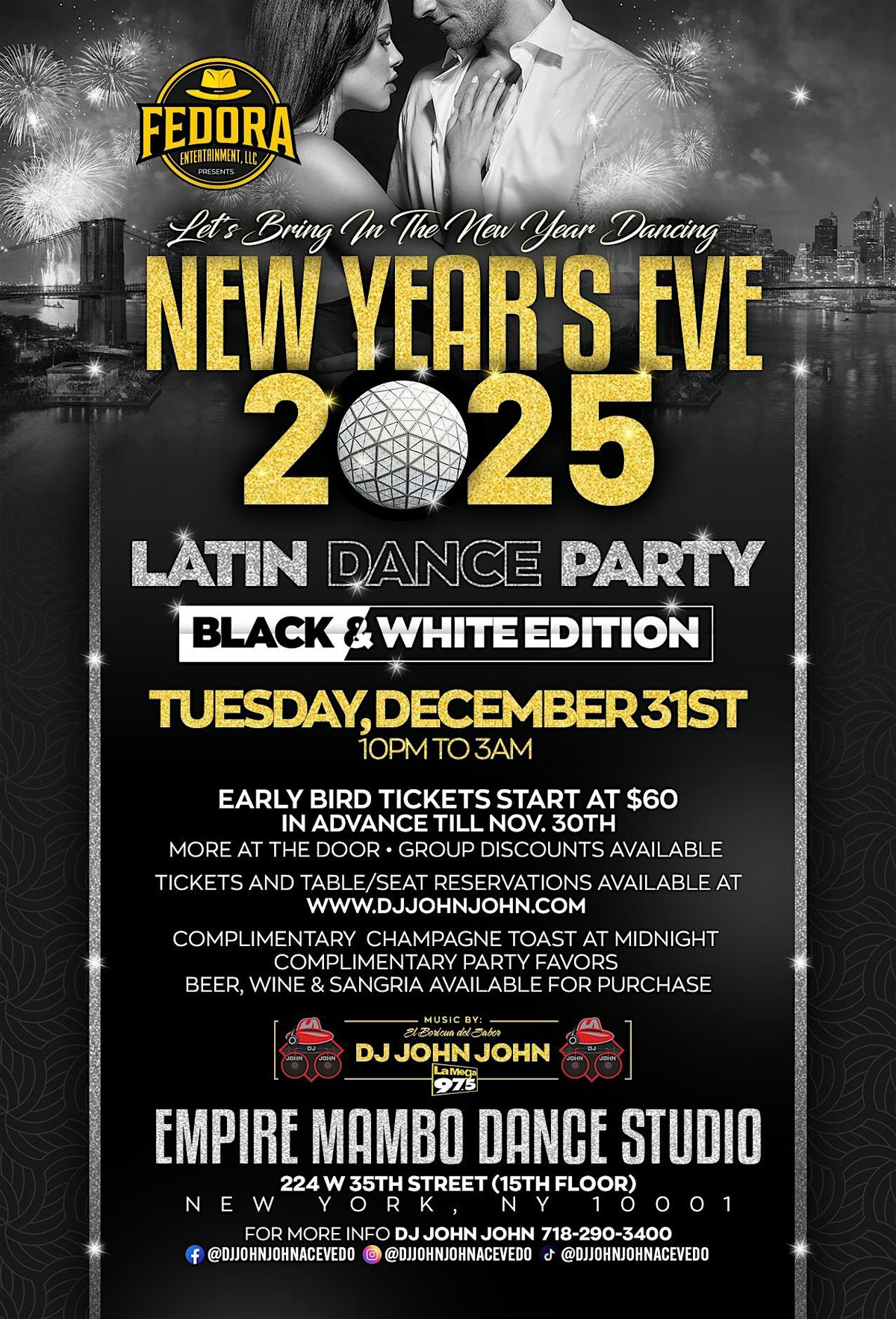 NEW YEAR'S EVE Black & White LATIN DANCE PARTY 2025