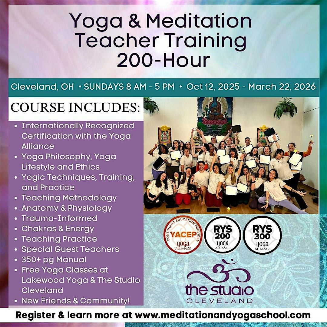 200 Hour Yoga and Meditation Teacher Training in Cleveland, Ohio