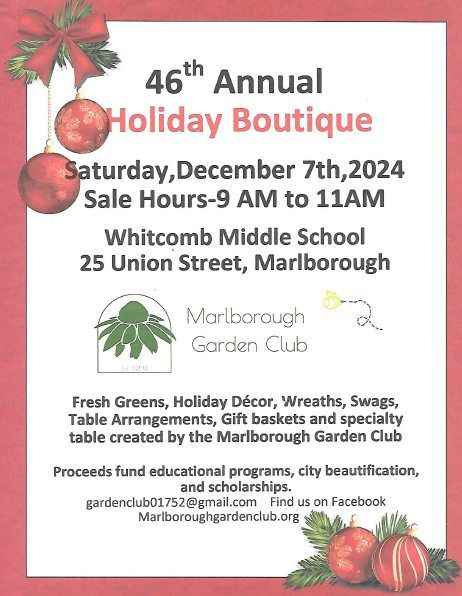 Marlborough Garden Club\u2019s 2024 Holiday Boutique