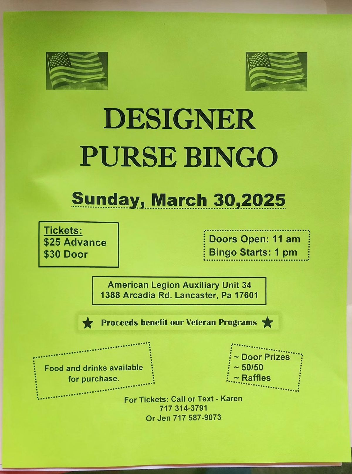 Pick-A-Purse BINGO