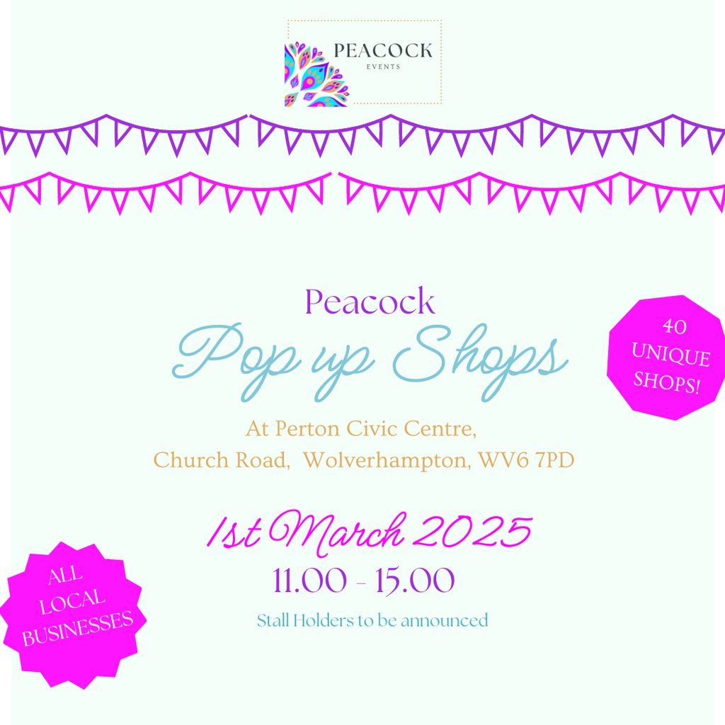 Peacock Pop Up Shops | 1st March 2025 | 11.00 - 15.00