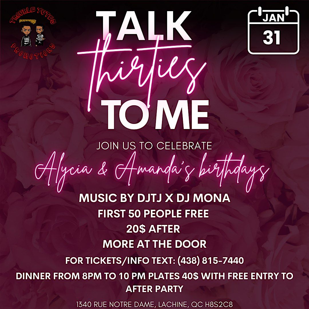 Talk Thirties To Me Dinner and Dance Party hosted by Maz Hall