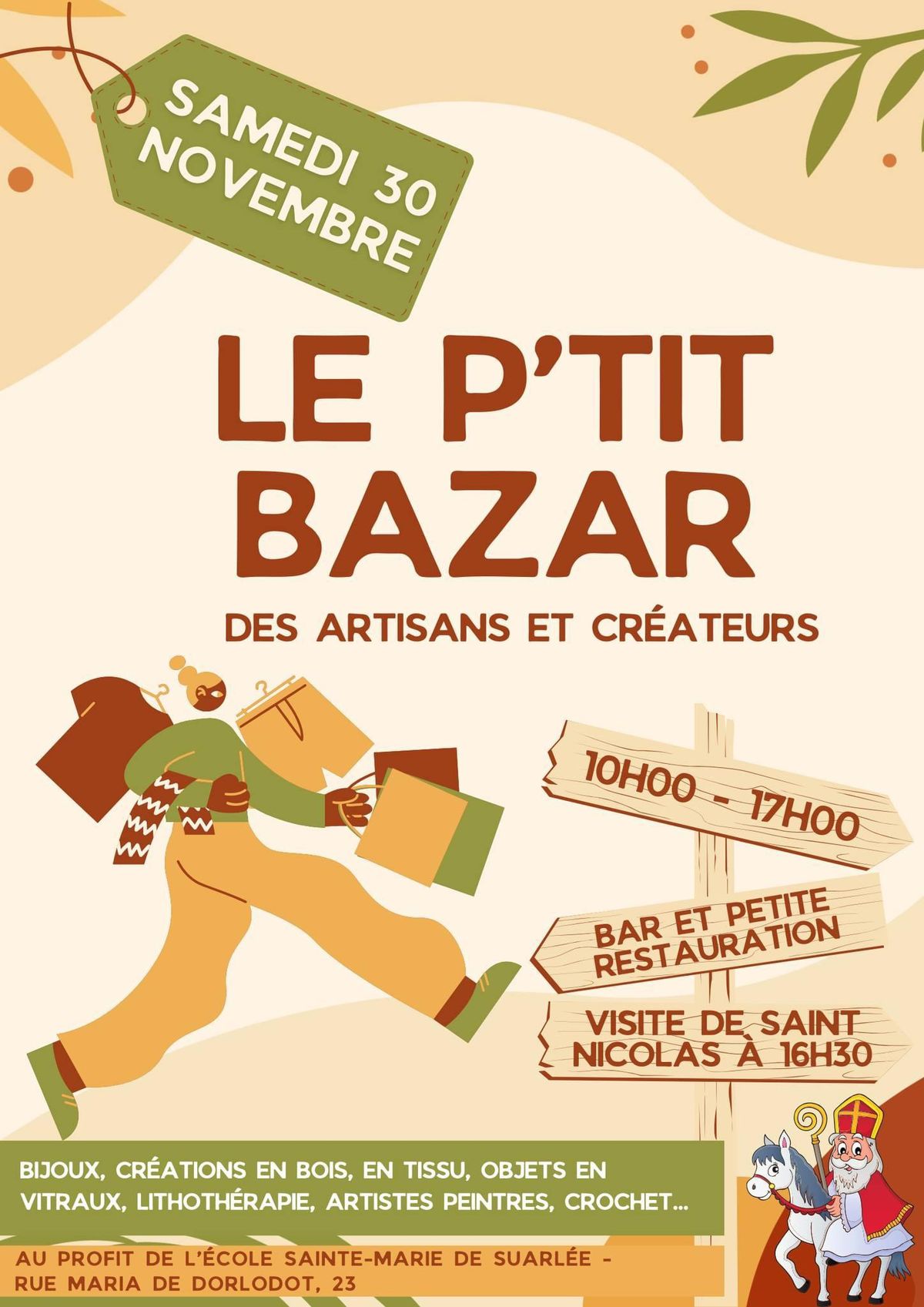 MARCHE DE NOEL Le P\u2019tit Bazar des artisans-cr\u00e9ateurs - Ecole Ste Marie Suarl\u00e9e