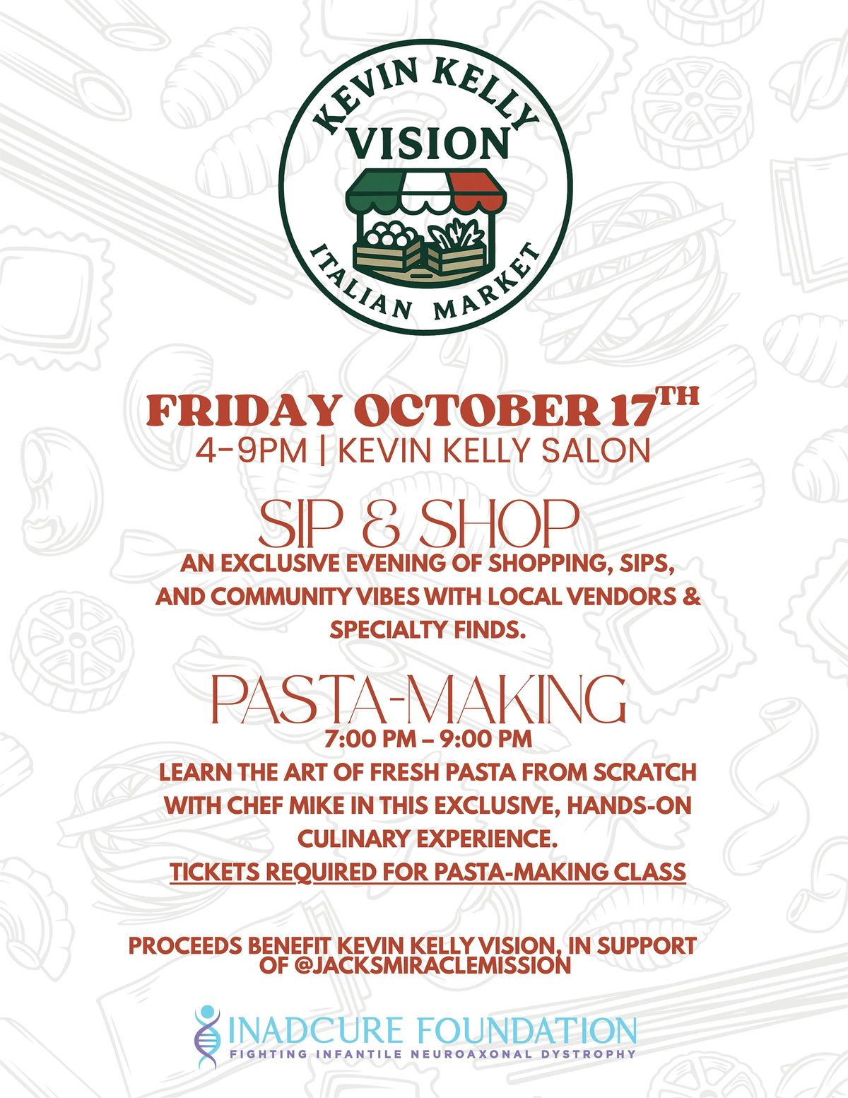 Kevin Kelly Vision\u2019s Italian Market: Sip & Shop and Pasta-Making