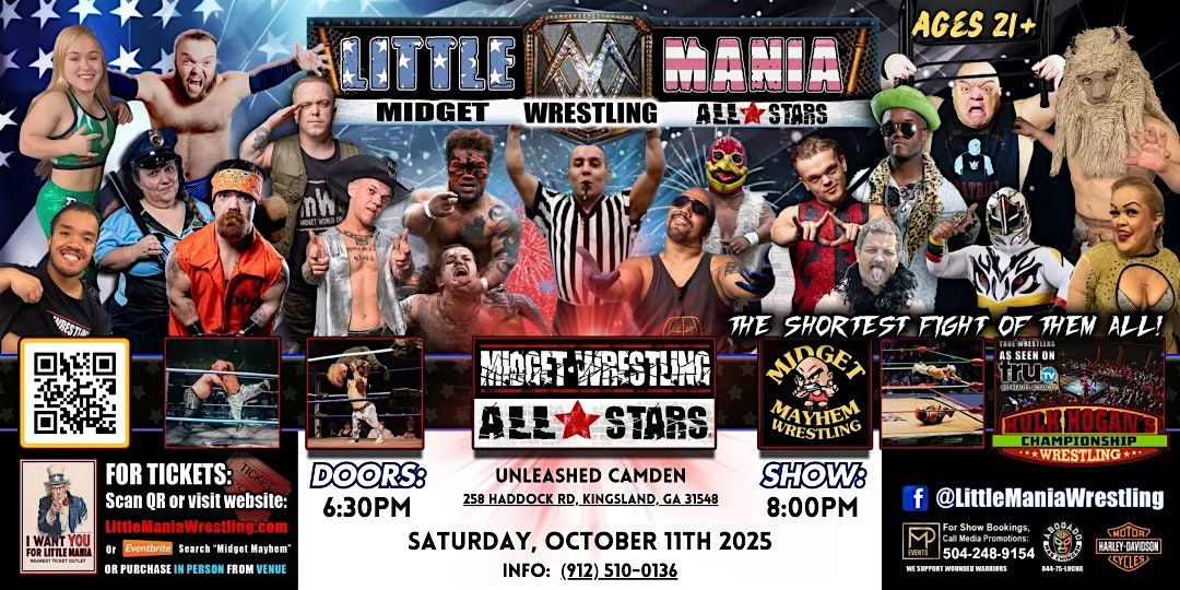Midget Mayhem Wrestling Rips Through the Ring! Kingsland GA 21+