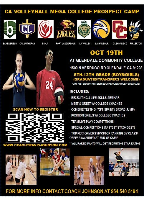 CA VOLLEYBALL BOYS \/ GIRLS MEGA COLLEGE PROSPECT CAMP OCT 19TH