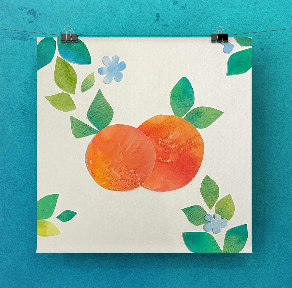 Orange Blossom Watercolor Collage