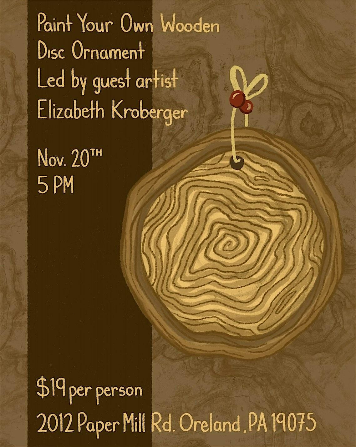 Paint your own Wooden Ornament with guest instructor Elizabeth Kroberger