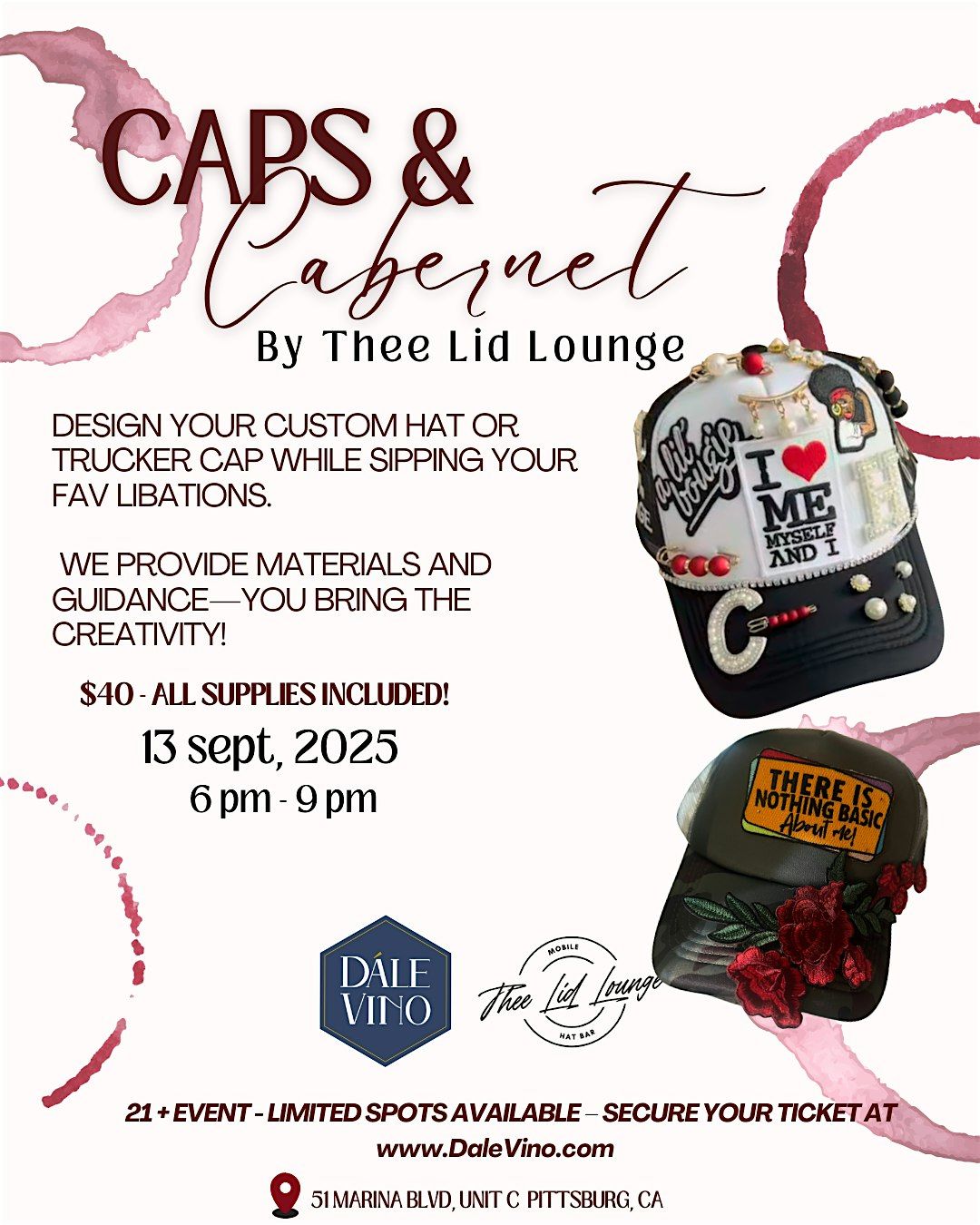 Caps and Cabernet: A Sip and Style Experience