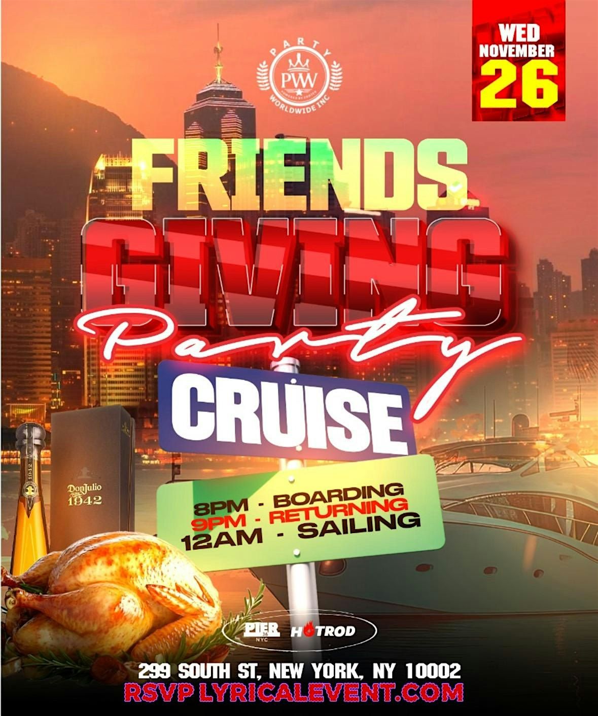 Friendsgiving Party Cruise Thanksgiving Weekend