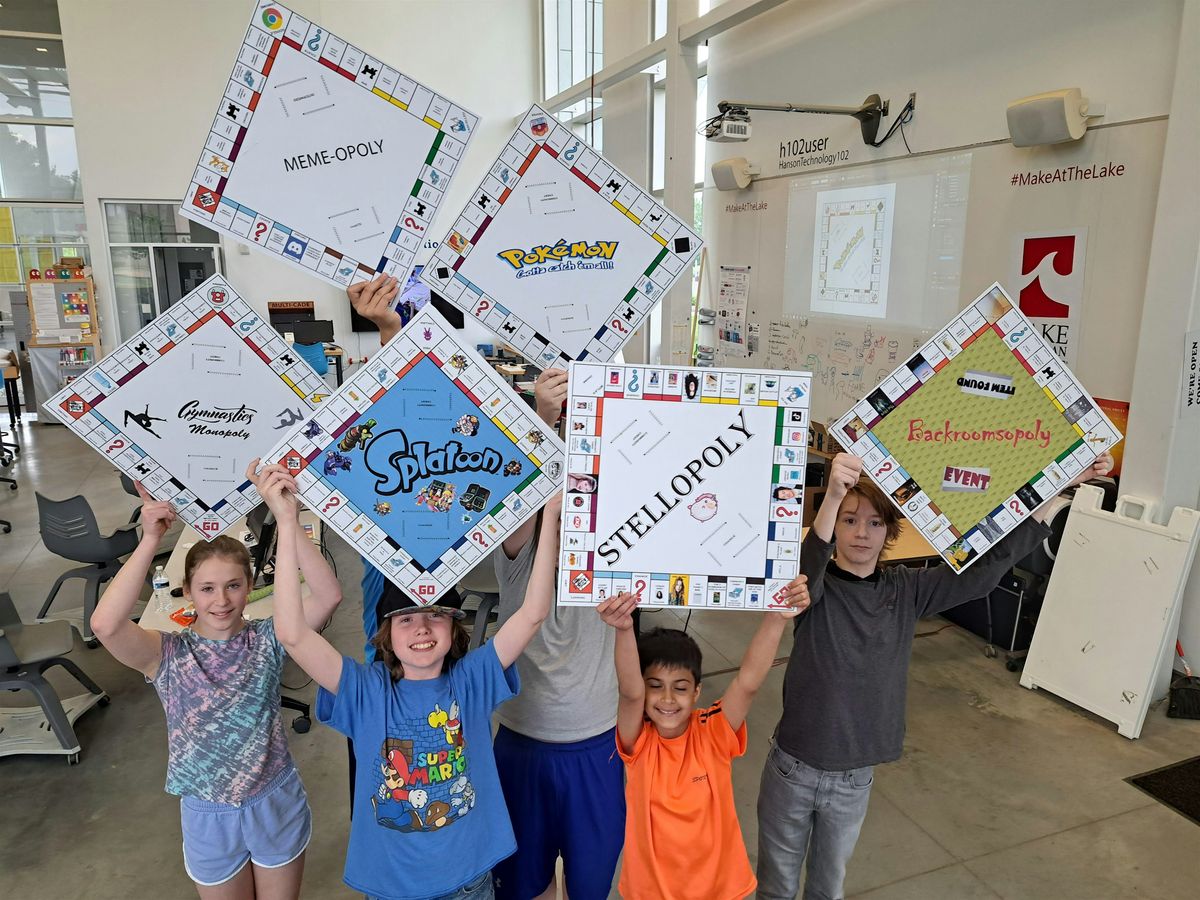 DESIGN YOUR OWN MONOPOLY BOARD Summer Camp, Fab Lab laser, vinyl