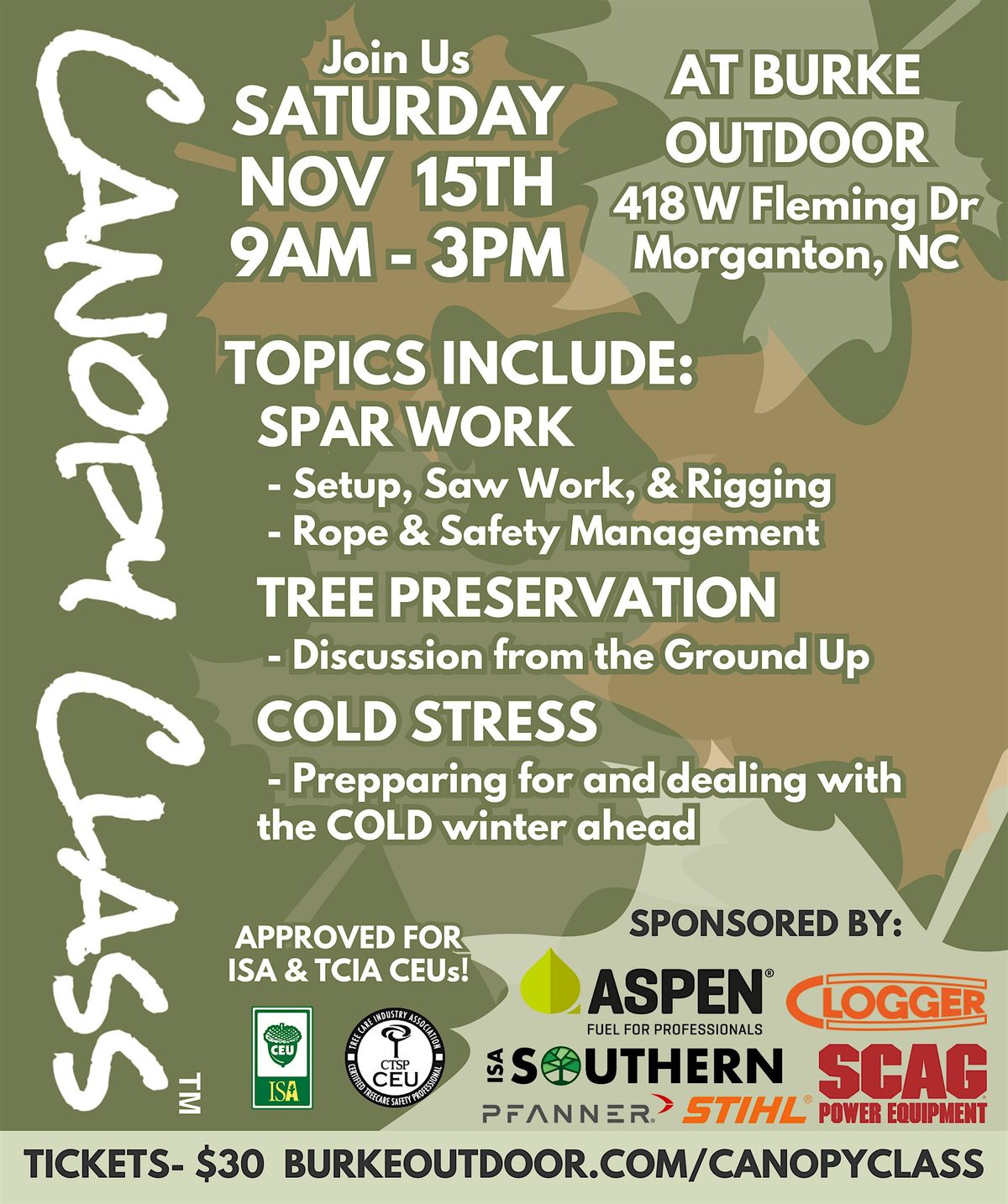 Canopy Class: Spar Work, Tree Preservation, & Cold Stress
