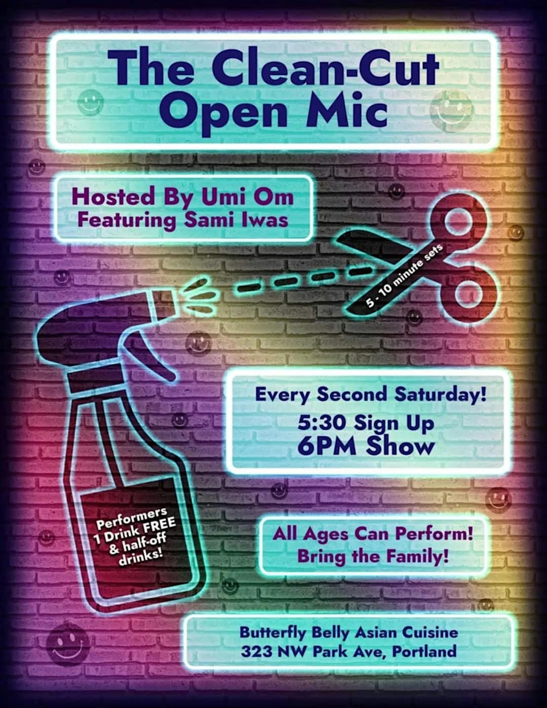 Open Mic Clean Cut Comedy 2nd Saturdays (Umi Om hosting)