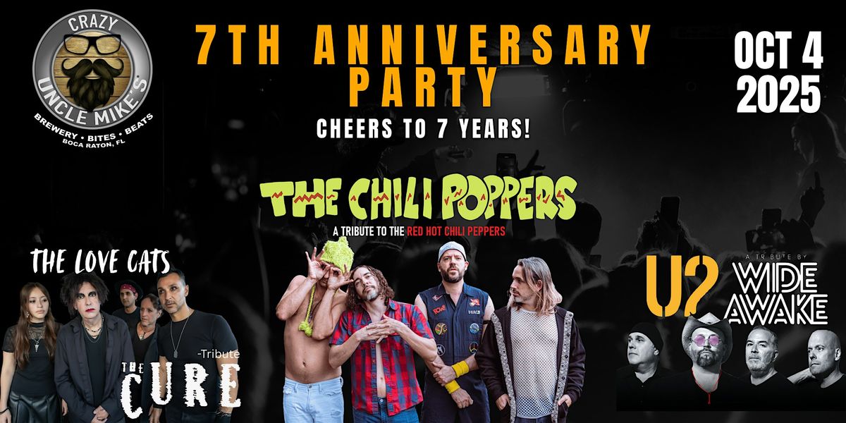 7th Anniversary Party: The Love Cats, Wide Awake, & The Chili Poppers