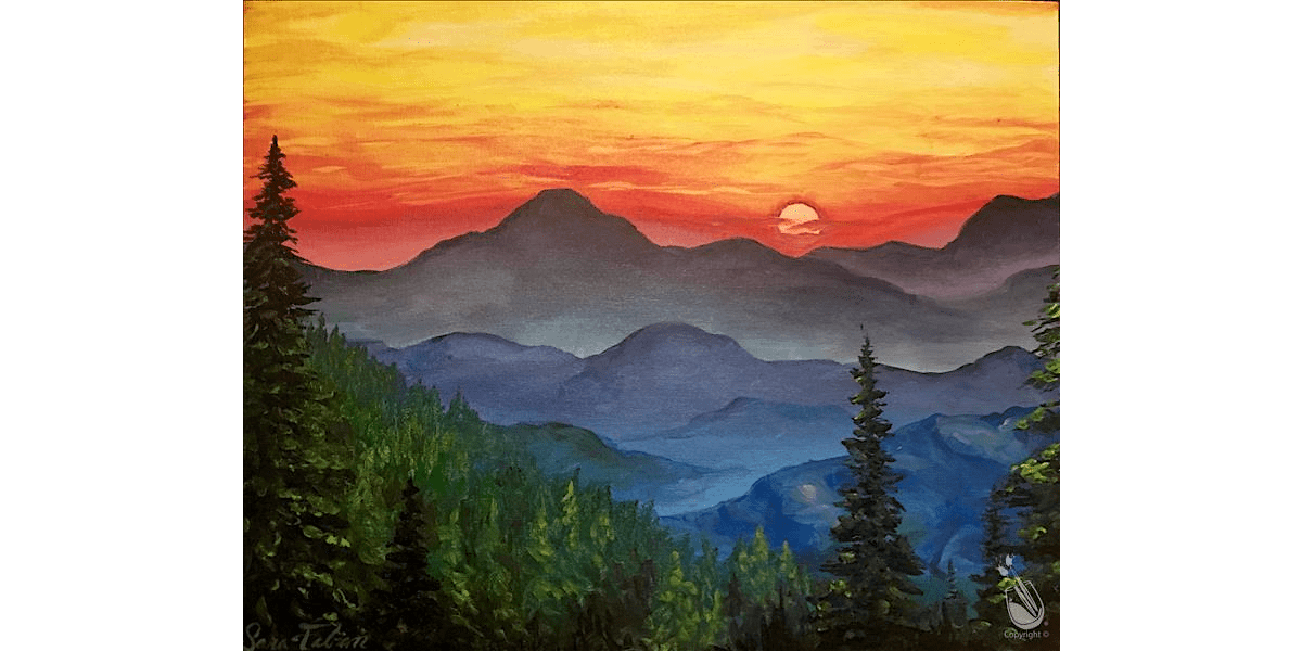 Sunset in the Blue Ridge Mountains - Paint and Sip in San Antonio | Classpop!\u2122