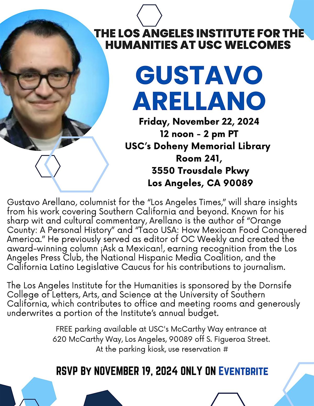 Los Angeles Institute for the Humanities at USC  welcomes Gustavo Arellano