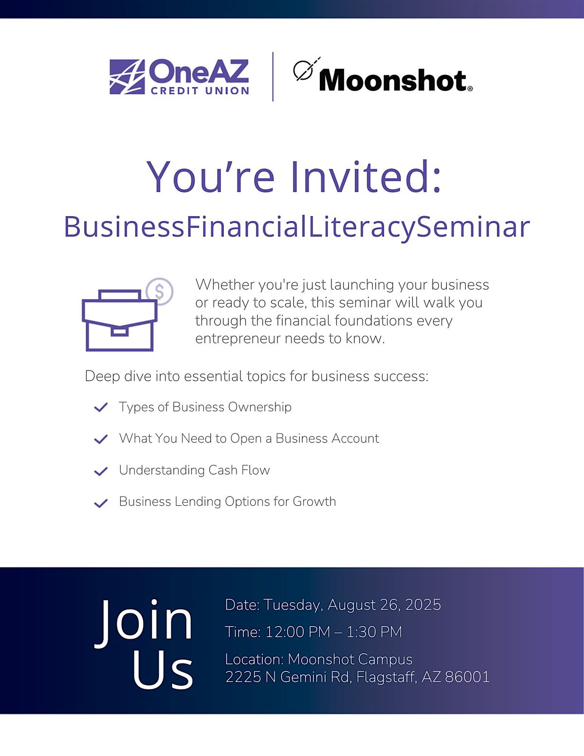 Business Financial Literacy Seminar with OneAZ Credit Union