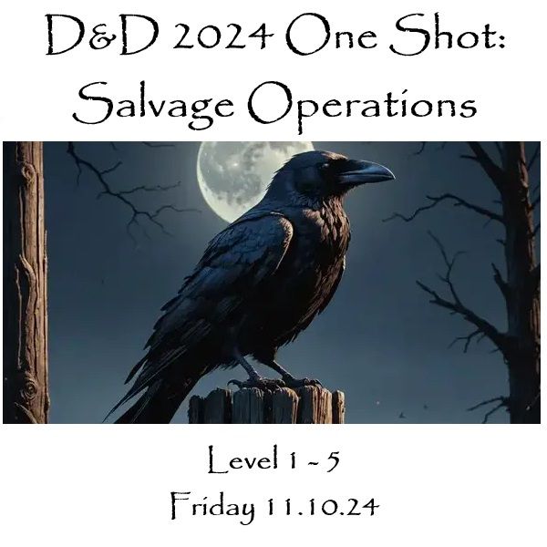 D&D One Shot: Down Came a Blackbird D&D 2024 (Level 1 to 5) 25.10.24