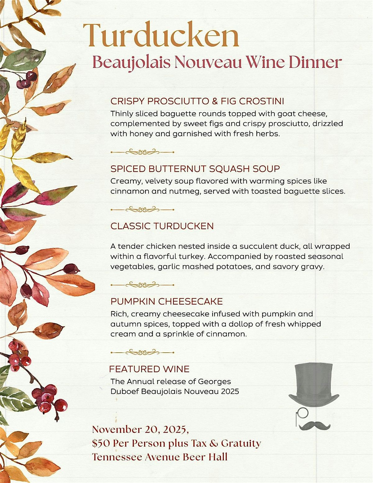 Turducken & Beaujolais Nouveau Wine Dinner
