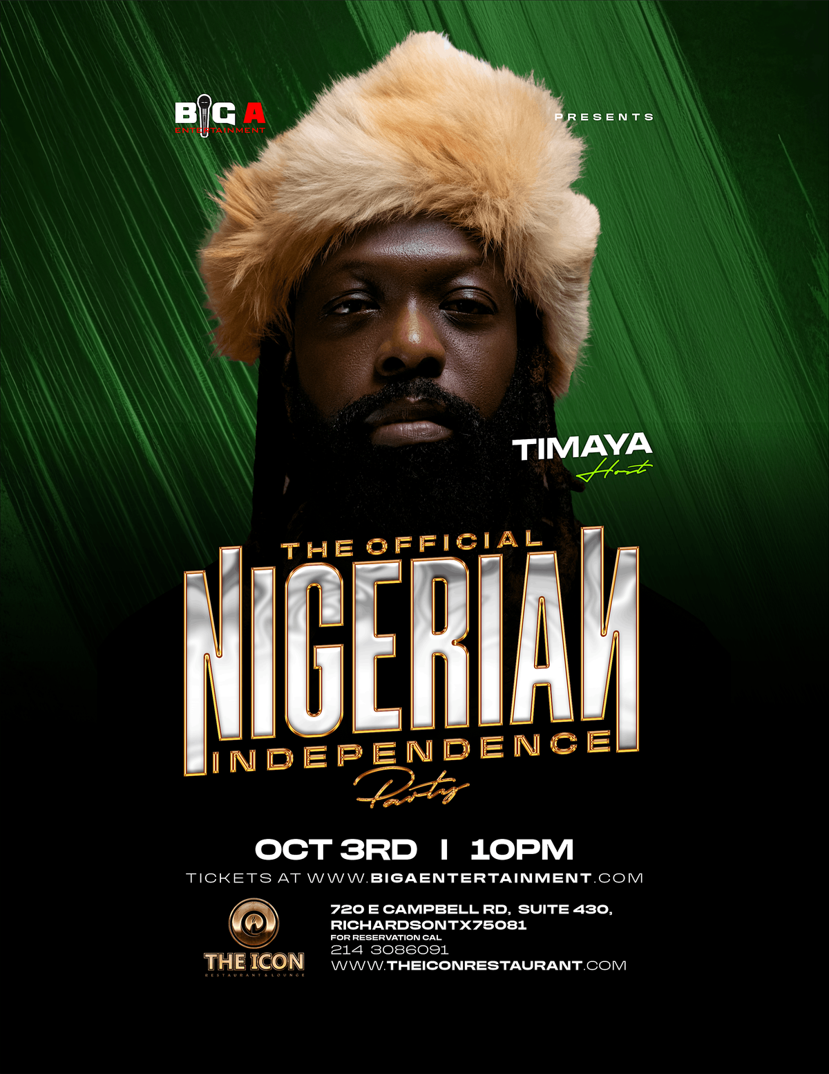 Timaya live in Dallas on October 3rd at The Icon