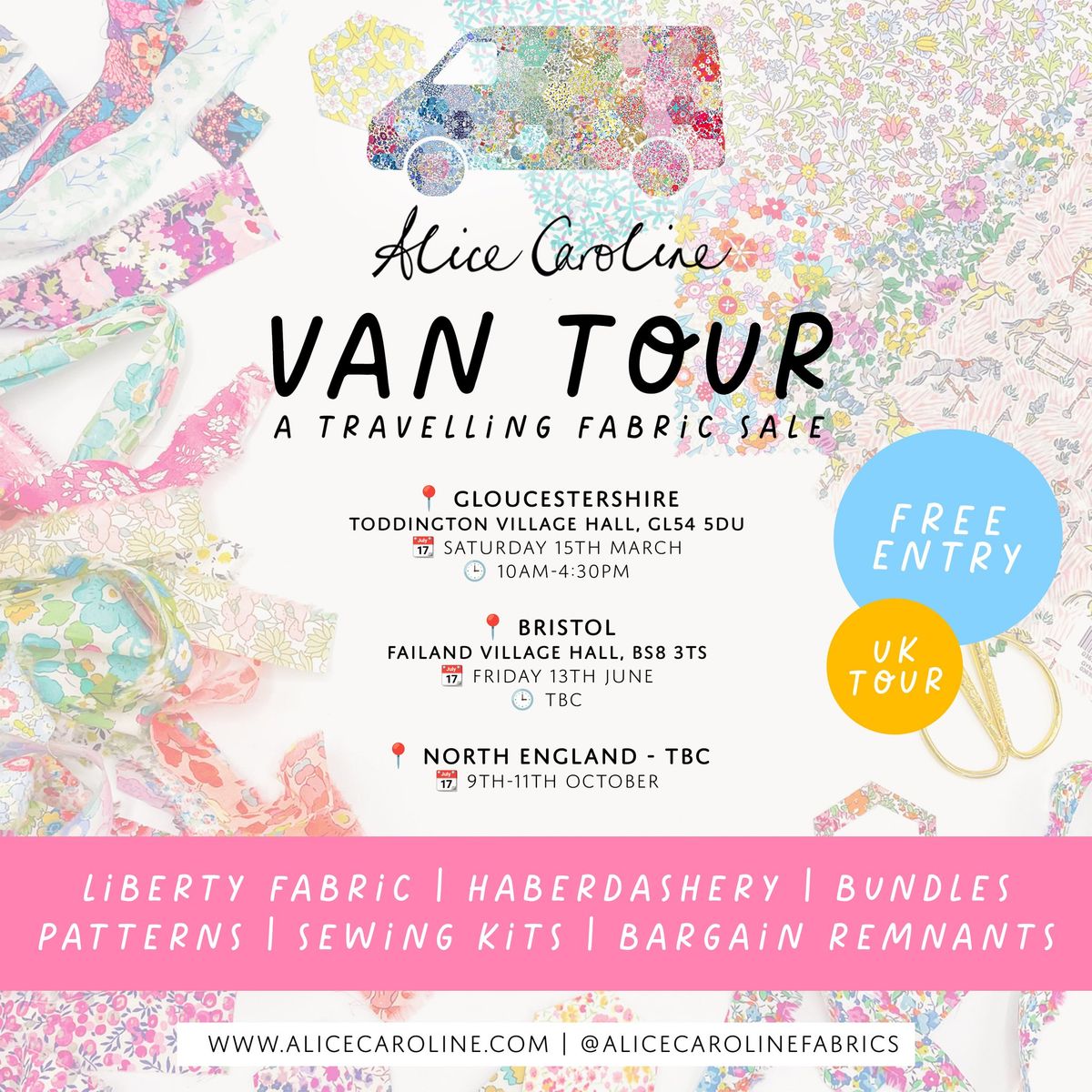 Gloucestershire Van Tour | Travelling Fabric Sale | Liberty Fabric | Alice Caroline