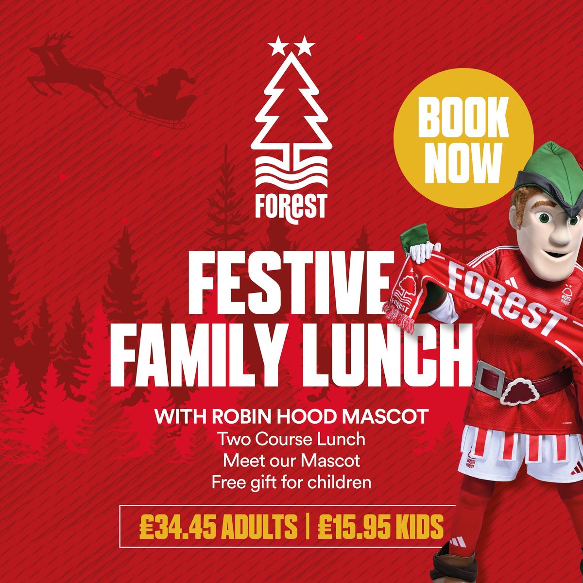 Festive Family Lunch w\/ Robin Hood Mascot (8th December)