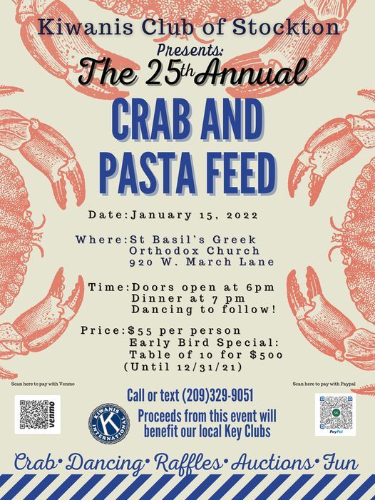 Kiwanis Club Of Stockton Annual Crab Feed, Saint Basil Greek Orthodox Church Stockton, 15 January 2022