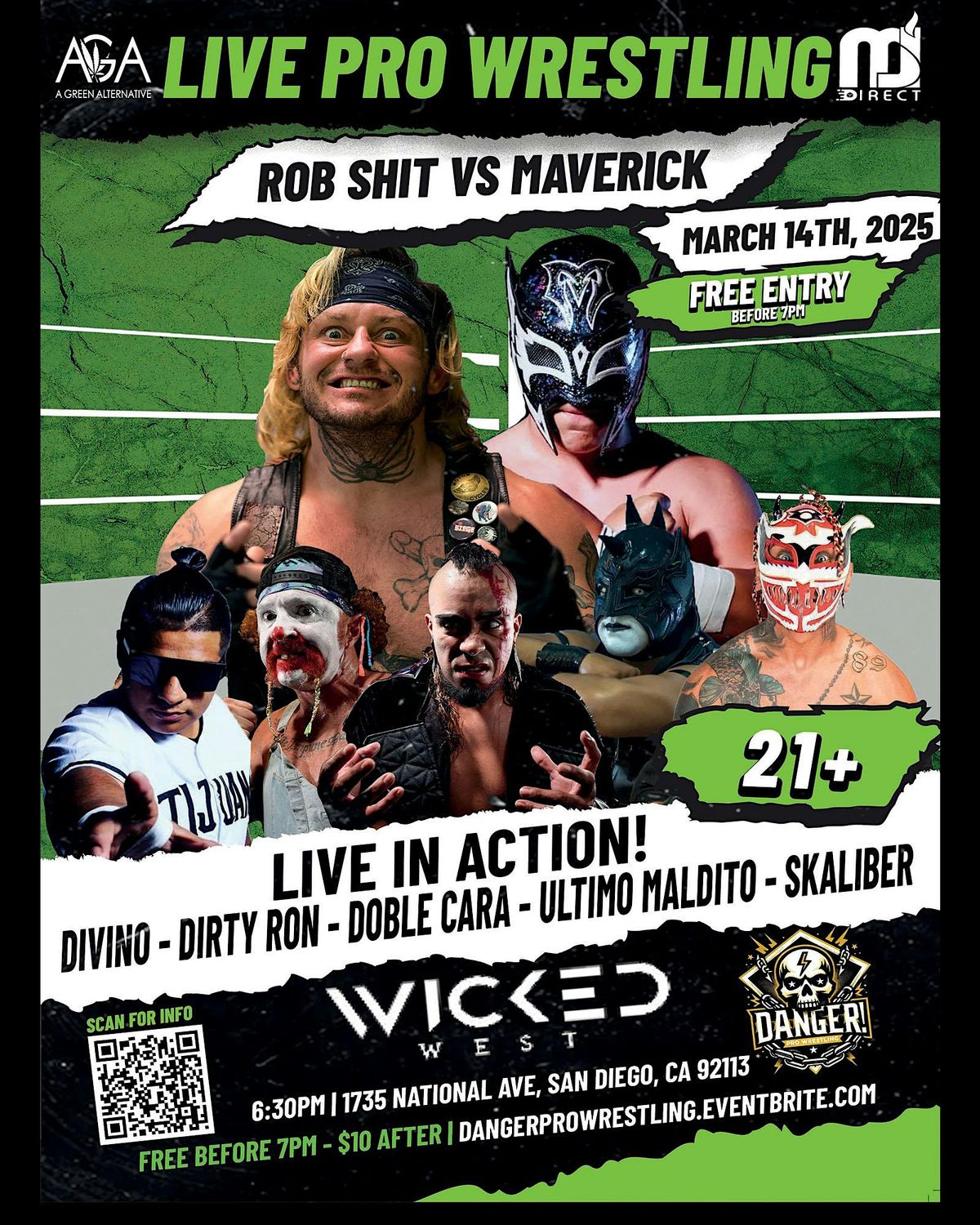 LIVE Pro Wrestling & vendors Wicked West (free before 7pm w\/ticket; $10 GA)