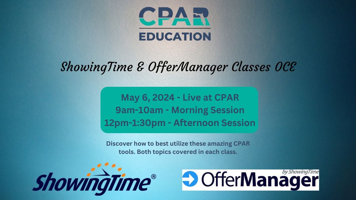 Showing Time & Offer Manager Classes 0CE