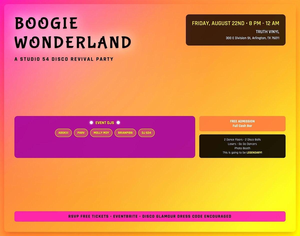 Boogie Wonderland - A Studio 54 Disco Revival Party!