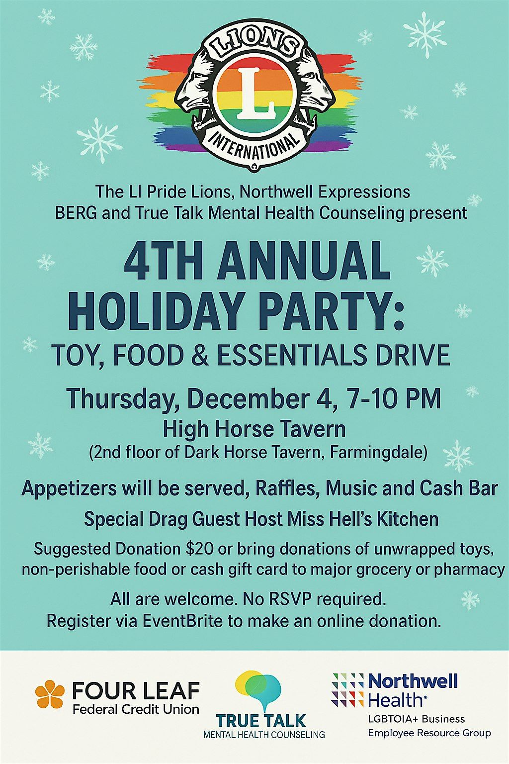 4th Annual Holiday Party Toy, Essentials and Food Drive