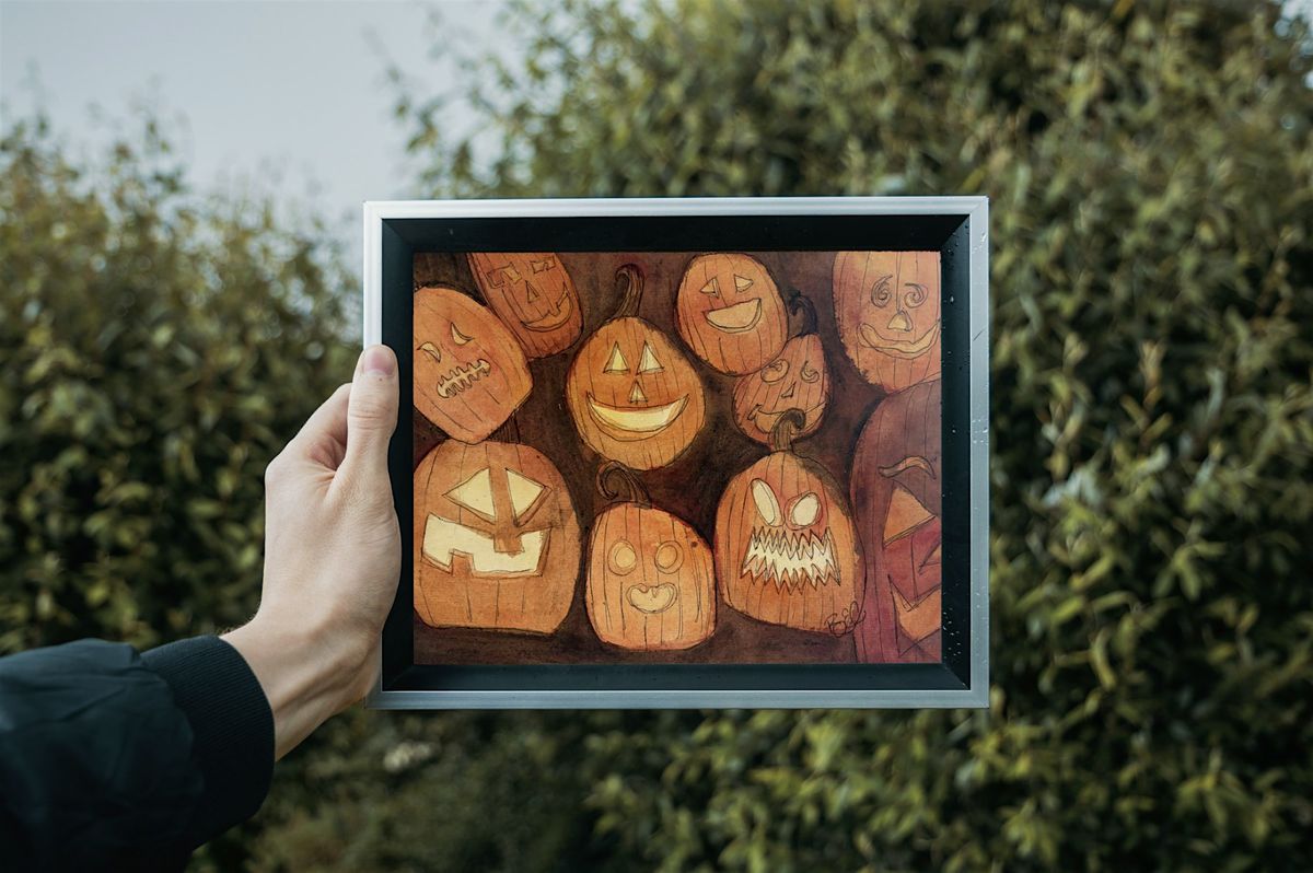 Spooky Scary Jack-o-lanterns Paint and Sip at Bruz Off Fax!