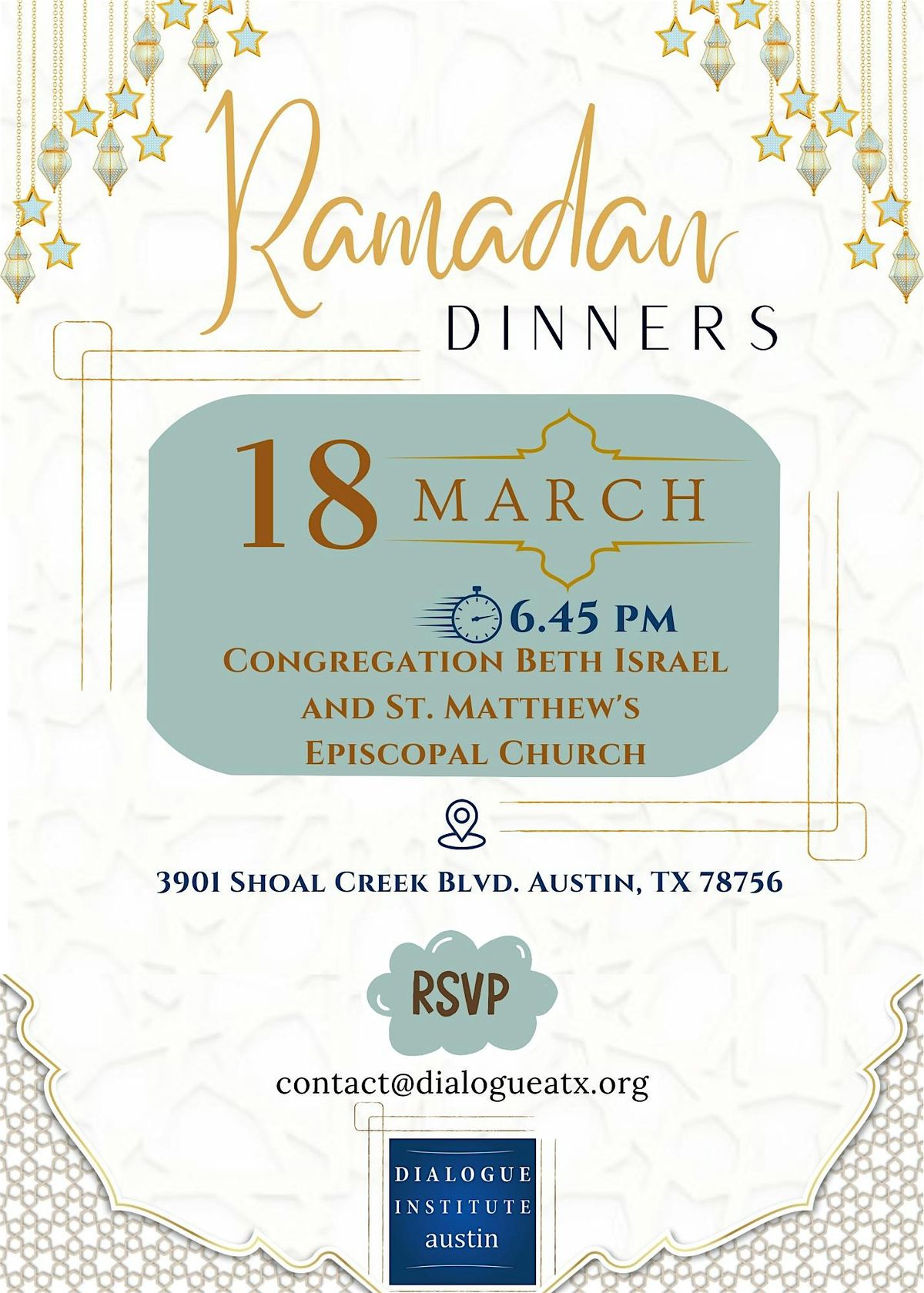 Ramadan Iftar Dinner @Congregation Beth Israel and St. Matthew's Episcopal