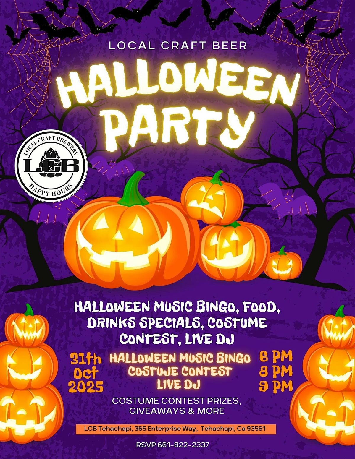 Halloween Music Bingo Night Party @ LCB Tehachapi