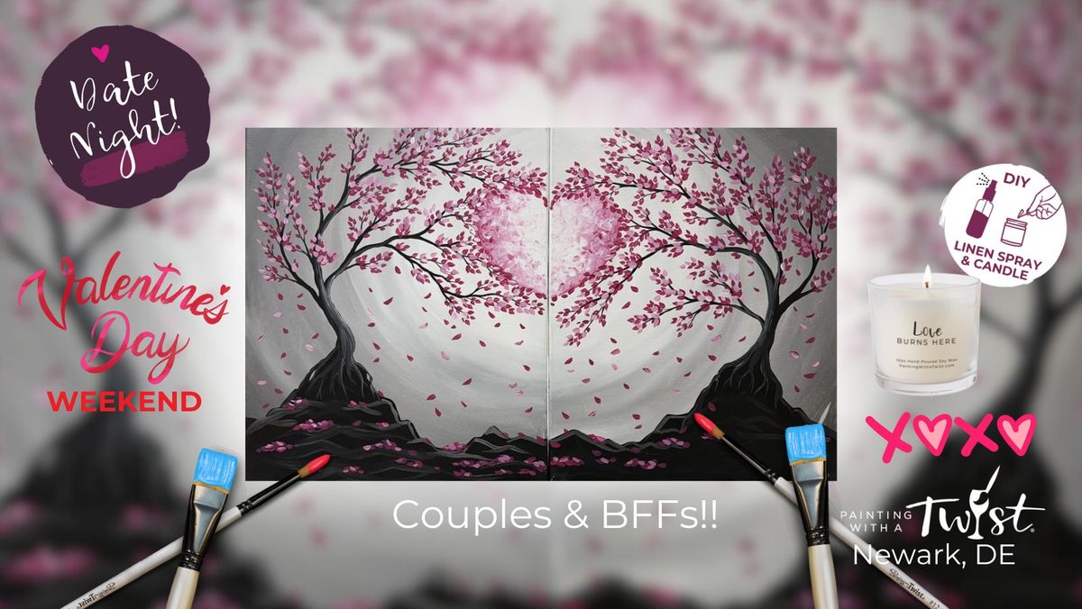 Paint & Sip - Valentine's Couples & BFFs: Through the Heart Tree (Candles & Other Add-Ons Available)