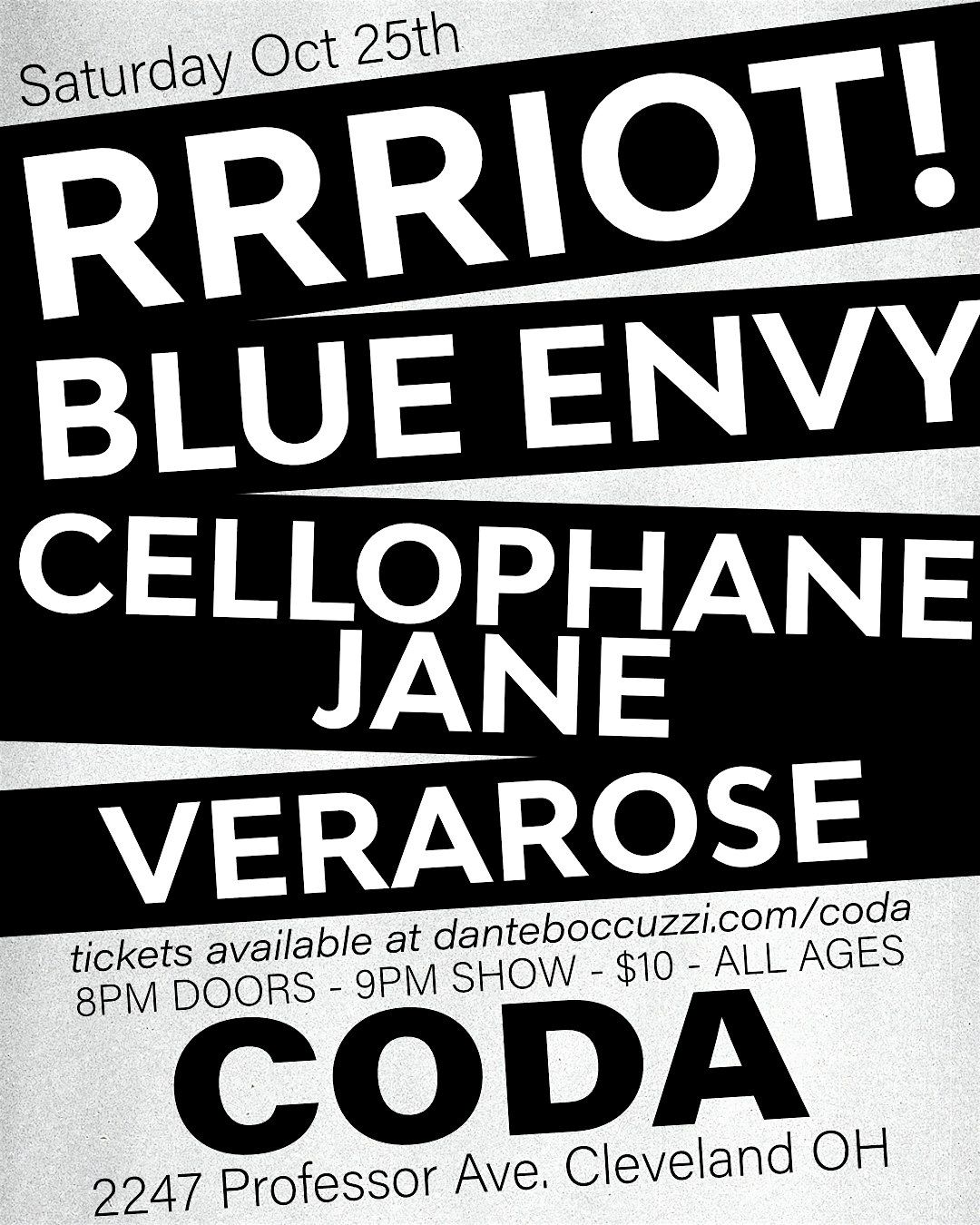 RRRIOT! | Blue Envy | Cellophane Jane | Verarose at CODA