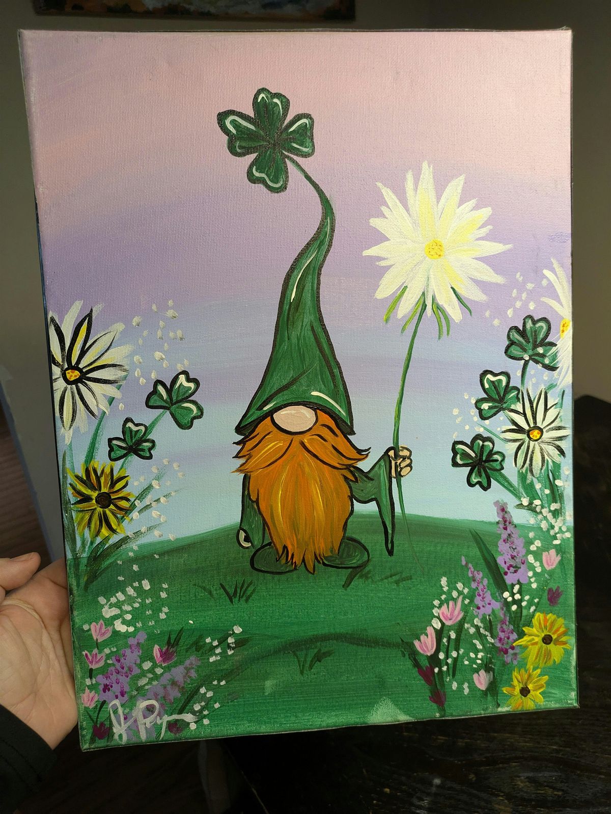 St. Patty's garden Gnome paint  and Tea sip!