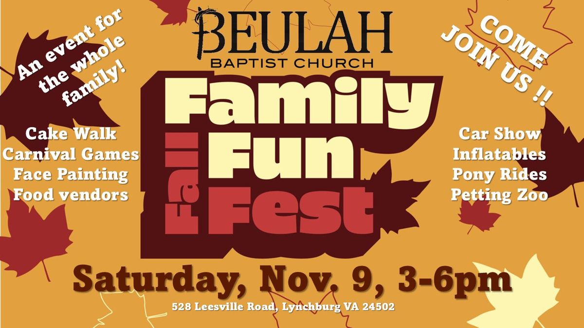 Fall Family Fun Fest, Beulah Baptist Church Lynchburg VA